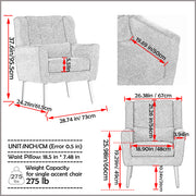 Modern Upholstered Chairs, Teddy Fabric Living Room Chairs, Comfortable Reading Chairs, Medieval Upholstery Chairs, Chaise Longues Armchairs For Living Room Bedrooms - White