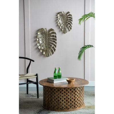 18.9x13.4x1.4 Gold Monstera Leaf Wall DEcor