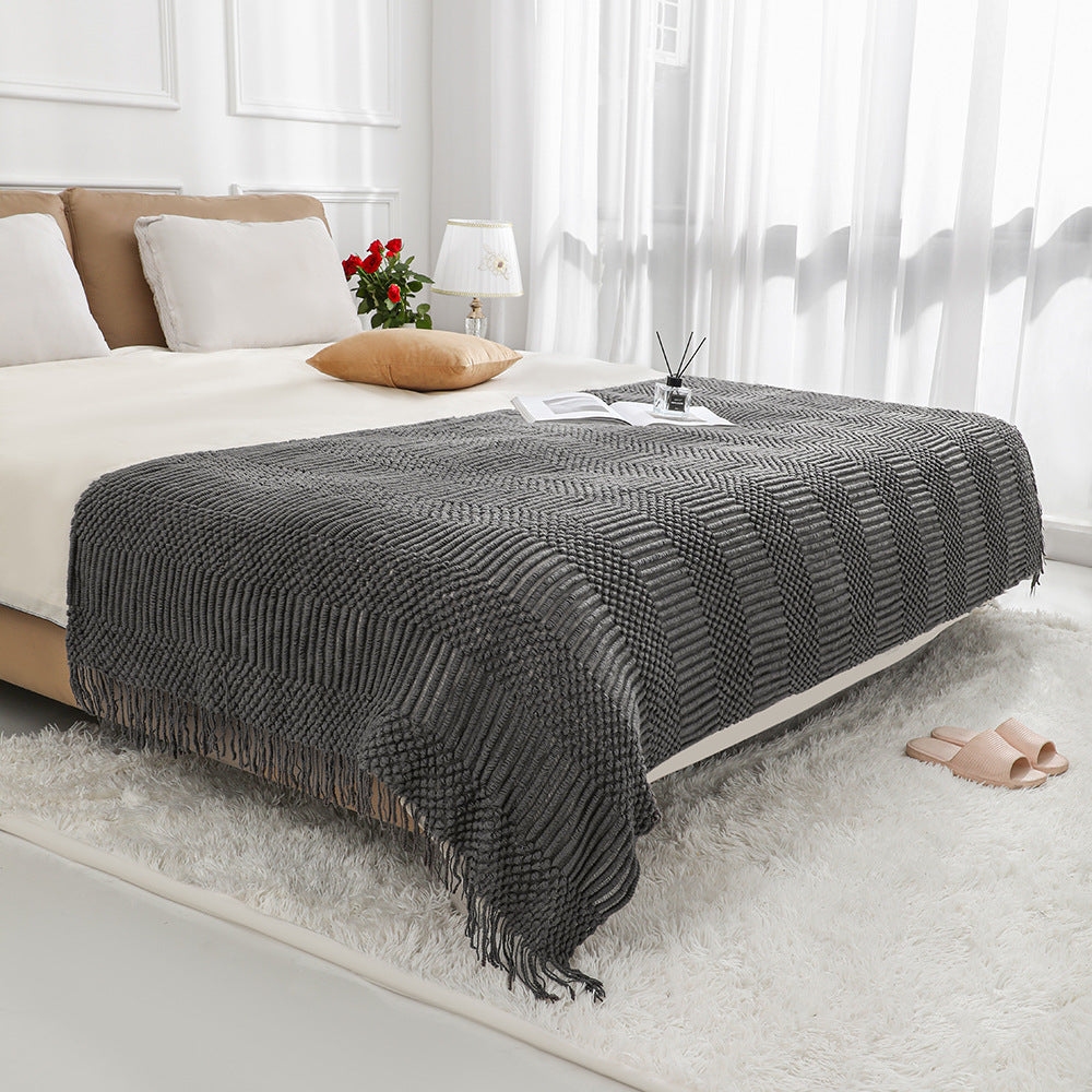 Nordic Plain Bed Runner Knitted Blanket