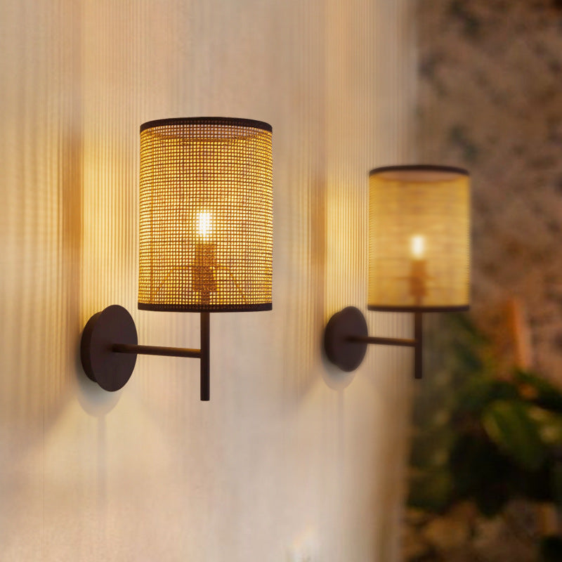 Rattan Japanese-style Simple Silent Bedroom Wall Lamp