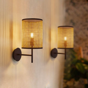 Rattan Japanese-style Simple Silent Bedroom Wall Lamp