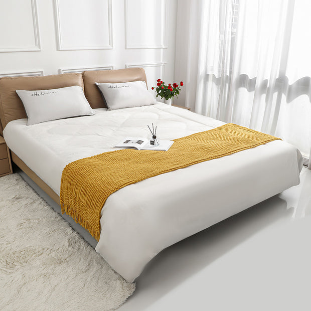 Nordic Plain Bed Runner Knitted Blanket