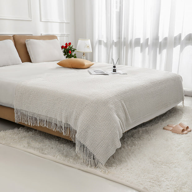 Nordic Plain Bed Runner Knitted Blanket