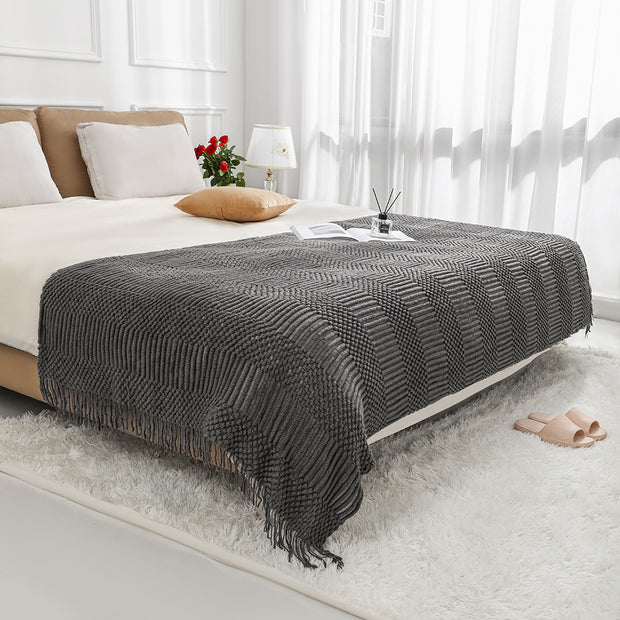 Nordic Plain Bed Runner Knitted Blanket
