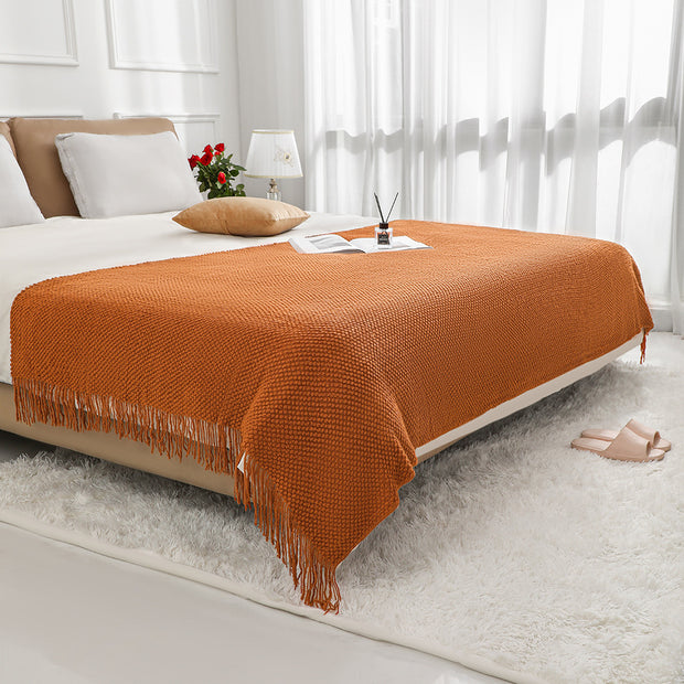 Nordic Plain Bed Runner Knitted Blanket