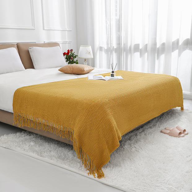 Nordic Plain Bed Runner Knitted Blanket