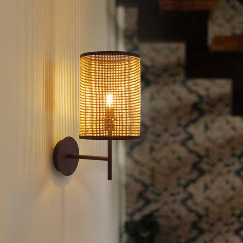 Rattan Japanese-style Simple Silent Bedroom Wall Lamp