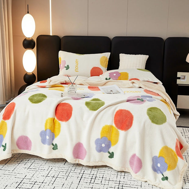 European Cotton Fleece Woolen Blanket Bed Sheet Milk Lambswool Thickened Warm Blanket