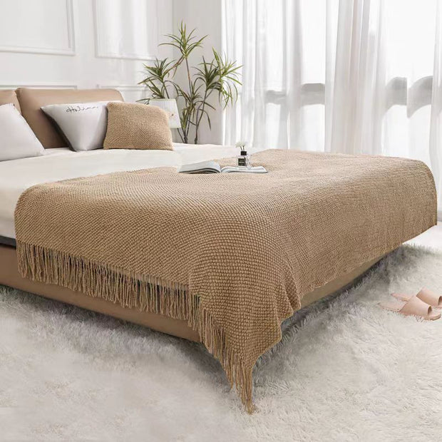 Nordic Plain Bed Runner Knitted Blanket