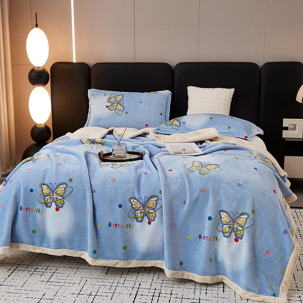 European Cotton Fleece Woolen Blanket Bed Sheet Milk Lambswool Thickened Warm Blanket