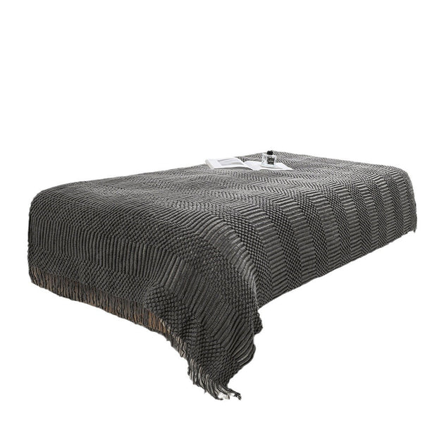 Nordic Plain Bed Runner Knitted Blanket