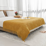 Nordic Plain Bed Runner Knitted Blanket