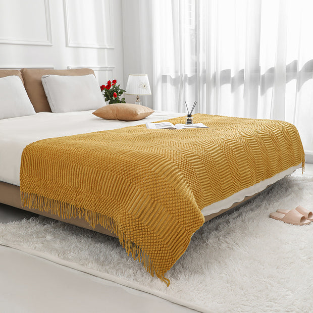 Nordic Plain Bed Runner Knitted Blanket