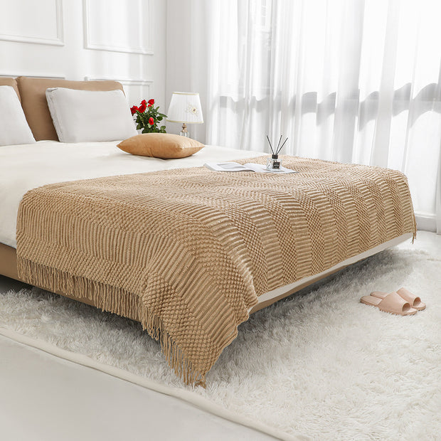 Nordic Plain Bed Runner Knitted Blanket