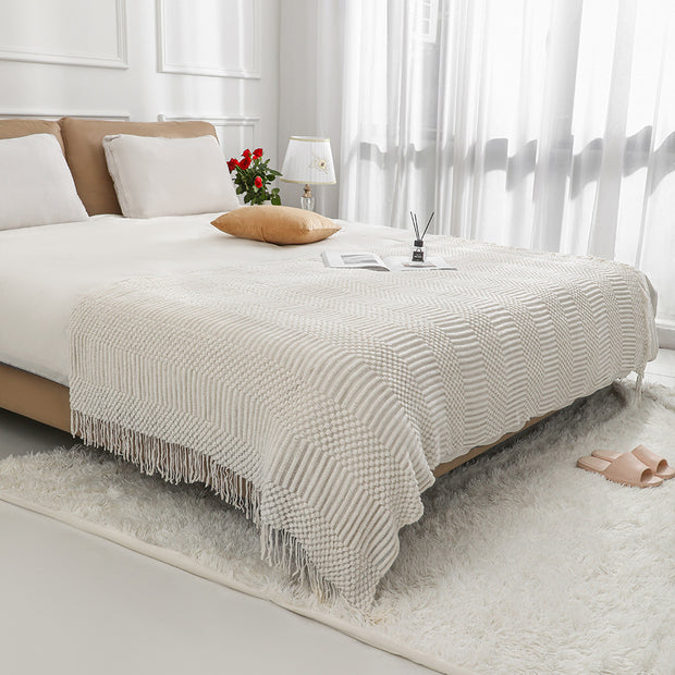 Nordic Plain Bed Runner Knitted Blanket